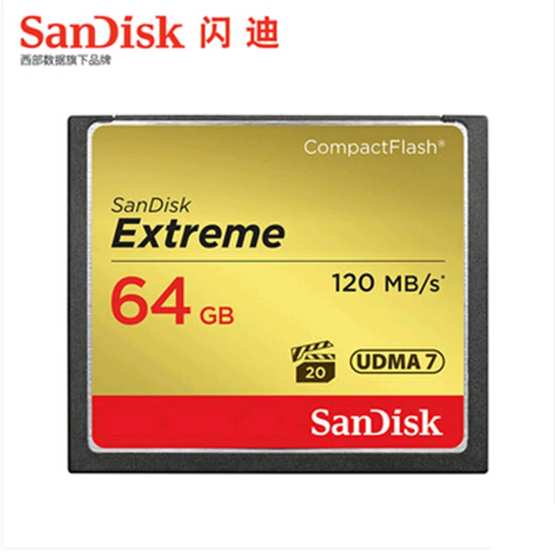 Карта памяти Sandisk cf Extreme Compact Flash Camera card 32GB 64GB карта 128GB до 120 МБ/с. скорость чтения 4K и