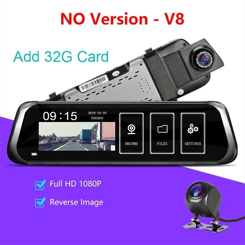 Add 32G Card Автомобильный видеорегистратор Jansite, 4G, 10 дюймов, сенсорный экран, Android 5,1, автомобильная камера, gps, автомобильный видеорегистратор, Bluetooth, 3G, Wifi, видеорегистратор, двойное зеркало заднего вида - Название цвета: Add 32G Card