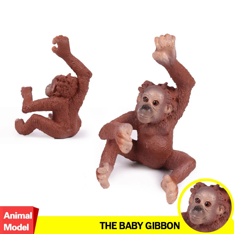 

2pcs/set Action&Toy Figure Wildlife Animal The Gibbon Baby PVC Model Collectible Doll Figure Collection For Kid Children Gift