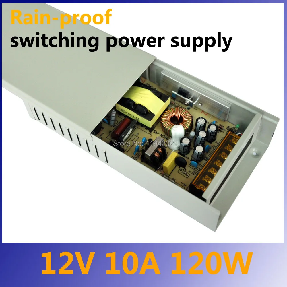 Вход AC 100-240V на выход DC 12V 10A 120W Водонепроницаемый источник питания для светодиодов