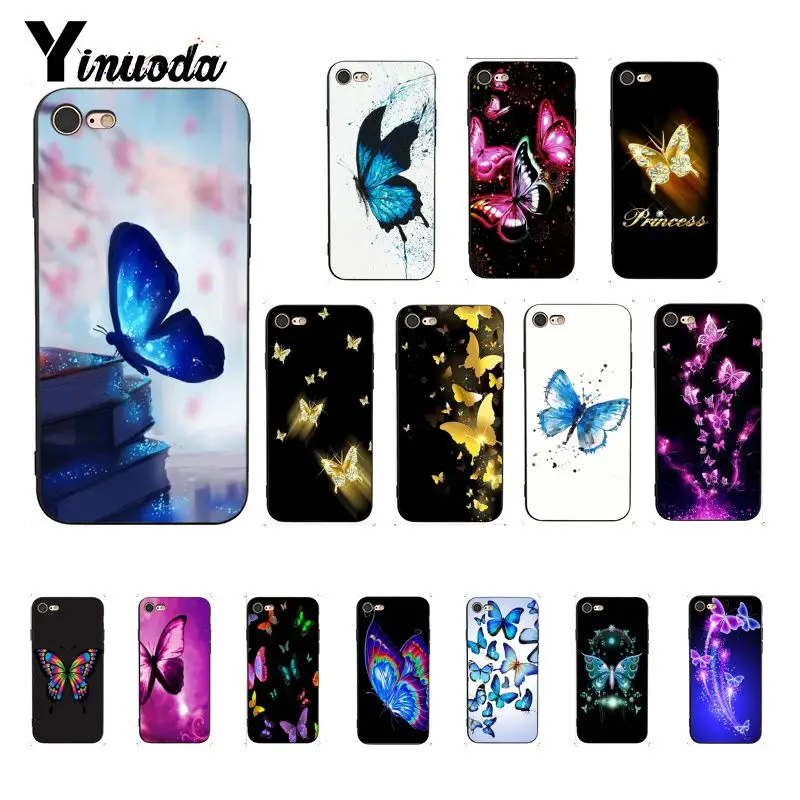 Yinuoda бабочка окрашенный чехол для телефона iPhone 6S 6plus 7 7plus 8 8Plus X Xs MAX 5 5S XR 11 pro max |