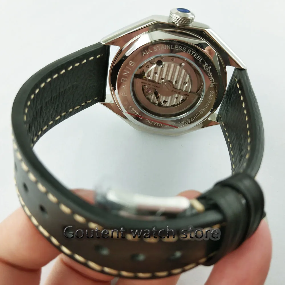 Parnis 43 мм 21 jewels MIYOTA 821A автоматический синий циферблат сапфировое стекло Miyota