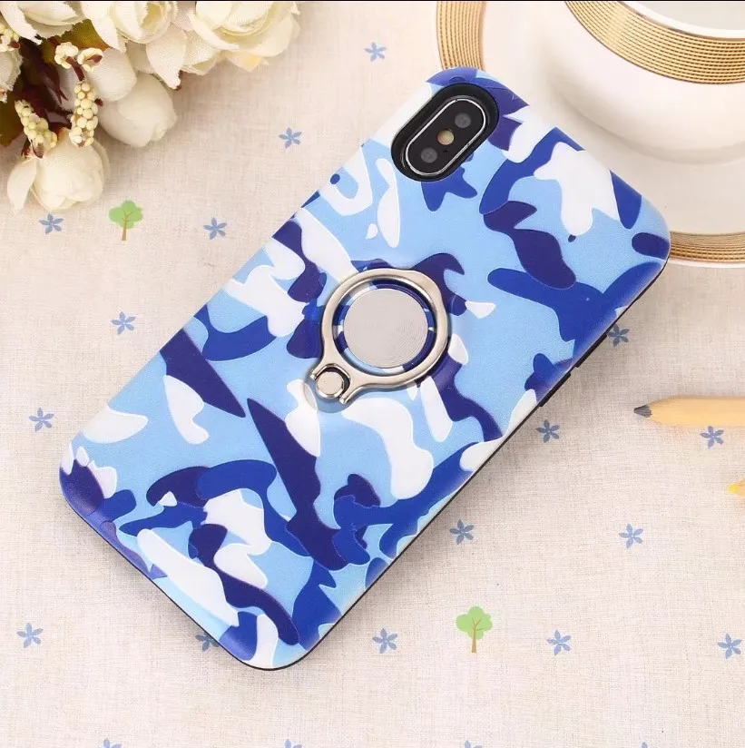 3D камуфляж Kickstand автомобиля магнит магнитное кольцо чехол для iPhone X 6 S 7 8 плюс