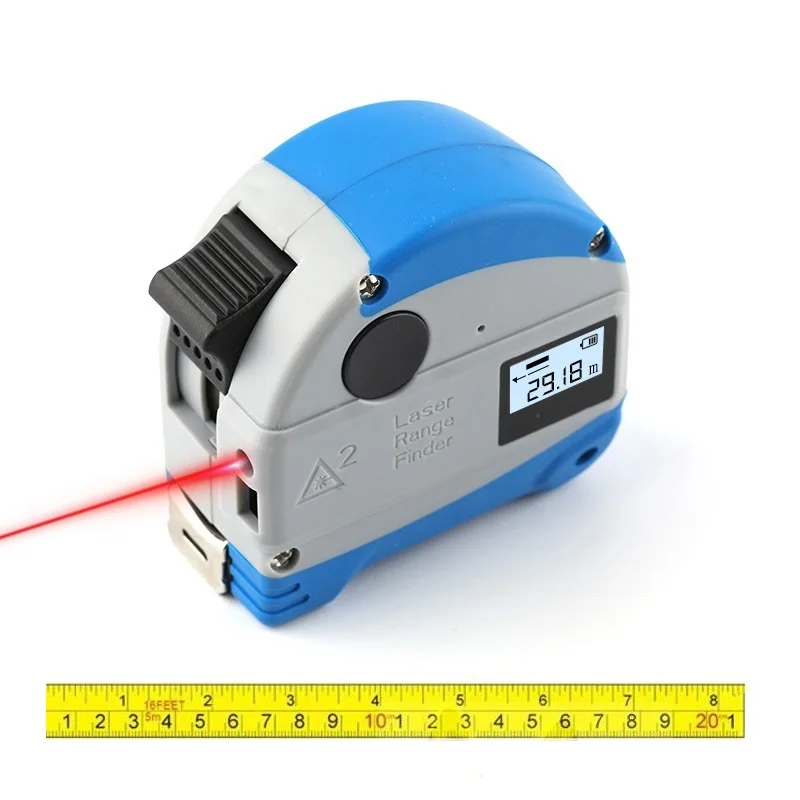30M Laser Rangefinder+ 5M Anti-fall Steel Tape Metric and Inch Tape measure High Precision Distance Meter