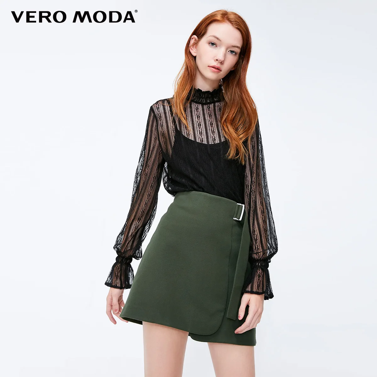 Vero Moda Женская Асимметричная юбка миди со шнуровкой на талии | 318316540 - Цвет: Dark safari s