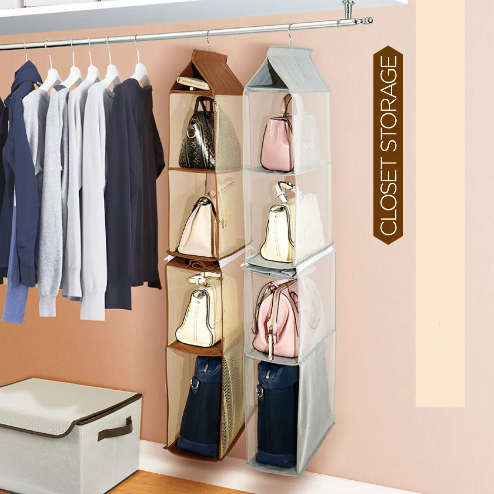 

Detachable 6 Compartment Organizer Pouch Hanging Handbag Organizer Clear Purse Bag Collection Storage Holder Space Saving