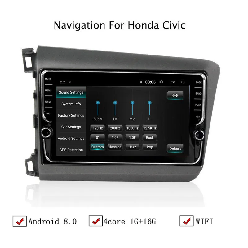 9 "Android 8 1 автомобильный gps навигатор для Honda Civic 2012 2013 2014 2015 Автомагнитола стерео