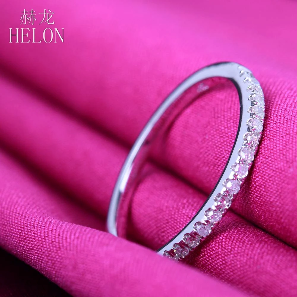 

HELON SOLID 10K WHITE GOLD PAVE NATURAL DIAMONDS SPARKLED WEDDING BAND DIAMONDS ENGAGEMENT ANNIVERSARY WOMEN'S FINE RING