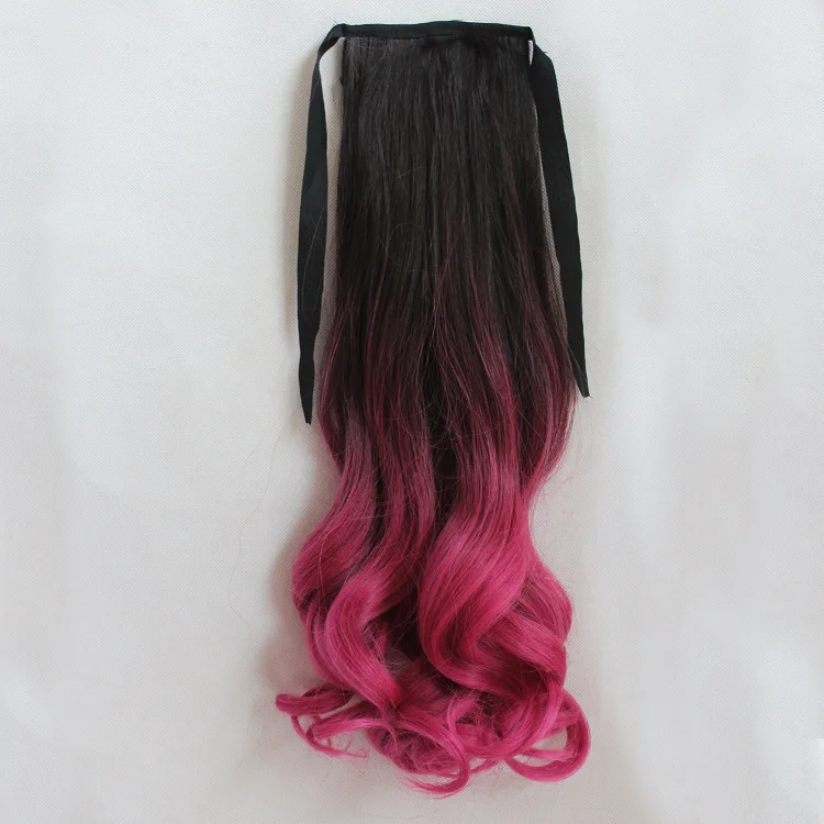 Classic Fashion Womens Lady Long Synthetic Ribbon Ponytail Curly Hair Full Wigs Party hairpiece braid hair 4Colors |