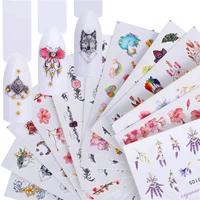 ywzle 1 pc summer 2022 beauty slider nail water sticker flower bloom colorful image nail art decals for decor tool