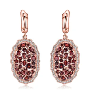 Серьги-подвески женские из серебра 925 пробы, с натуральным красным гранатом 9,49 карата