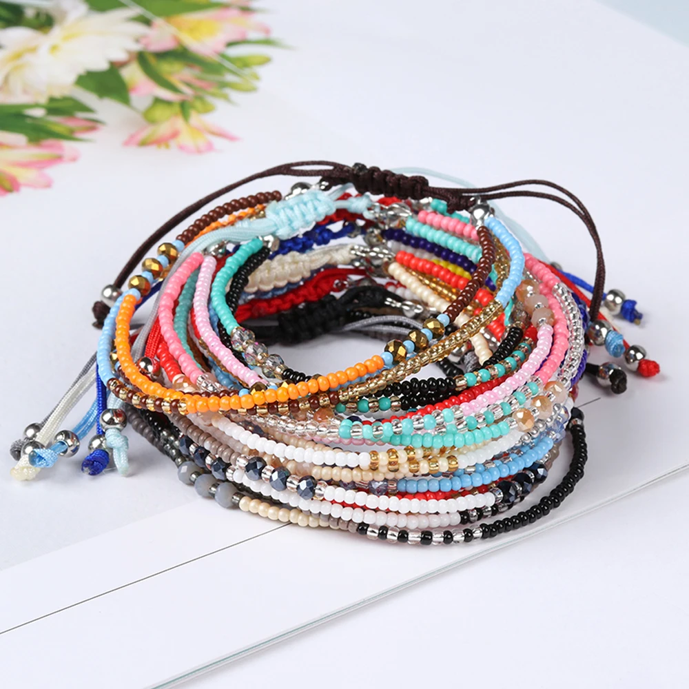 Многослойный богемный Браслет цветной плетеный браслет ручной работы Круглый из
