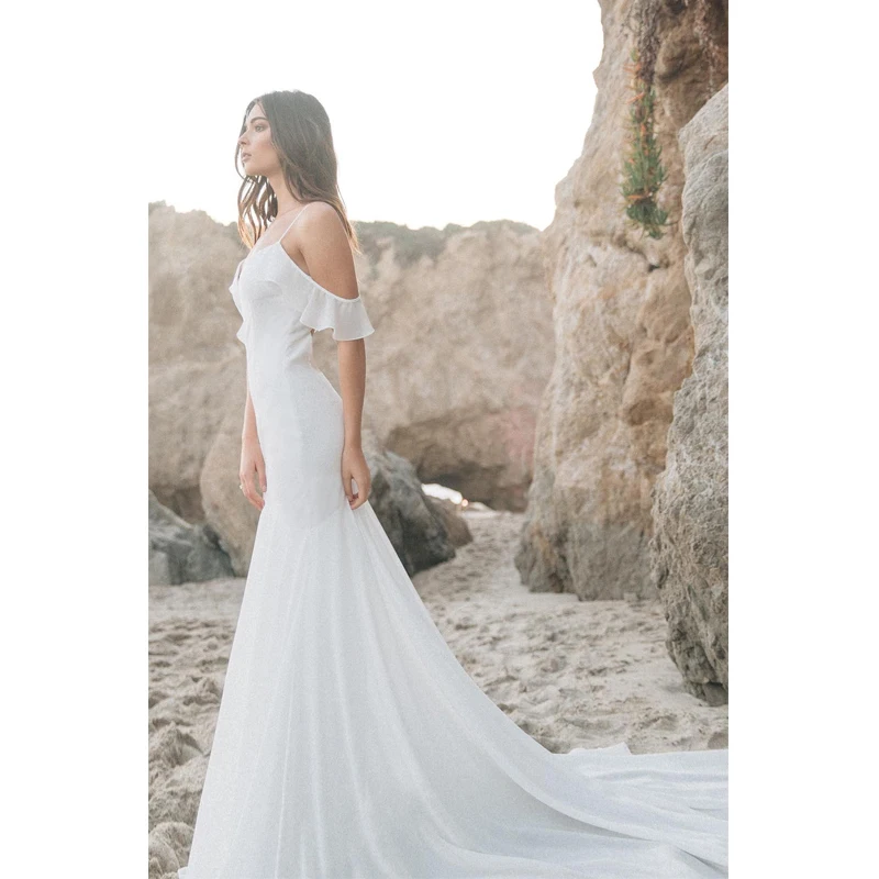 Eightree Spaghetti Strap Wedding Dress Beach Mermaid Bridal Sexy White Chiffon Gowns Vestido De Noiva New Design | Свадьбы и