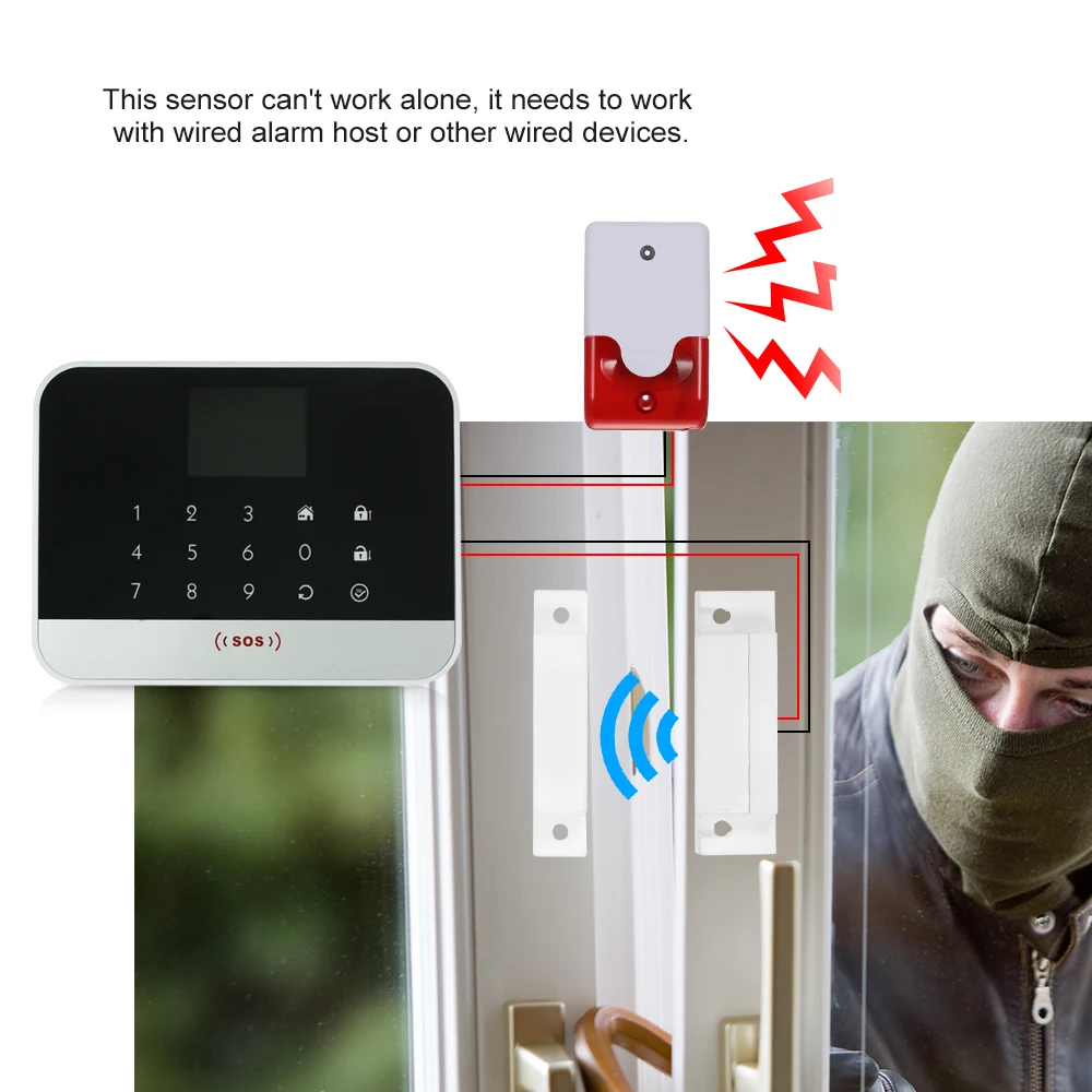 

Wired Door Window Contact Magnetic Sensor Intrusion Detector Reed Switch Alarm For Alarm System