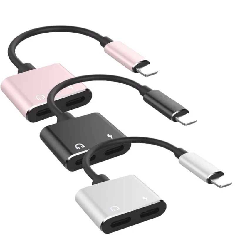 Двойной аудио адаптер для наушников Aux кабель Lightning конвертер iphone 7 8 plus X XS