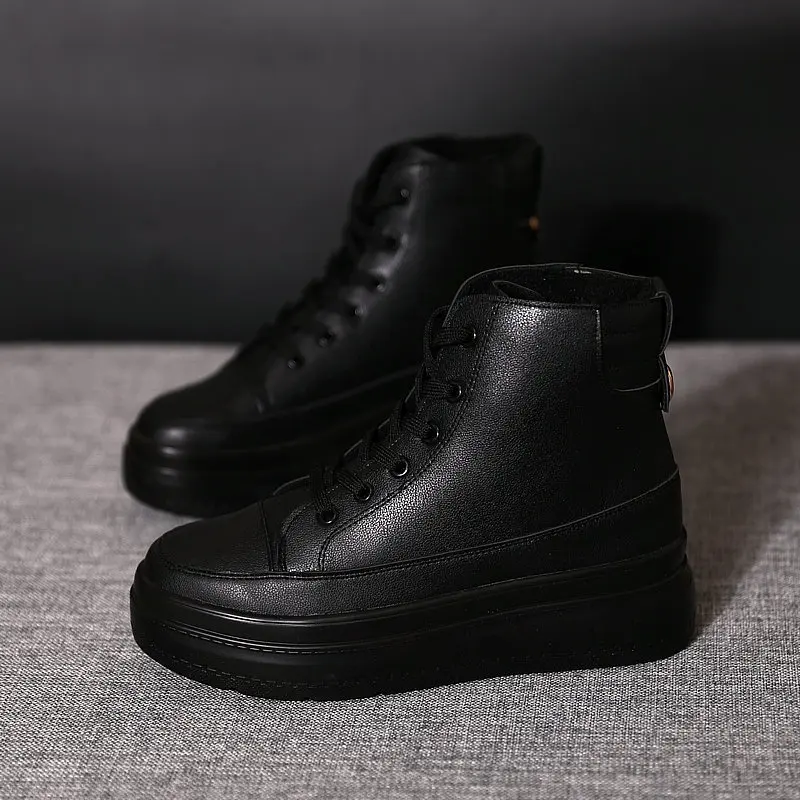 

Women's autumn and winter new thick-soled thickening plus velvet casual high-top running shoes small white shoes