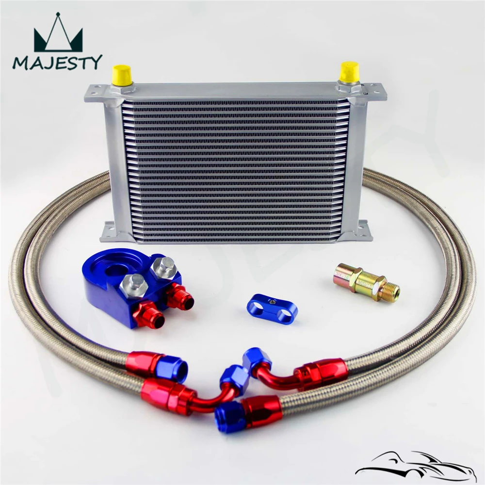 

25 Row AN8 Engine Oil Cooler + 3/4*16 & M20 Filter Adapter + 8AN Oil Hose Kit