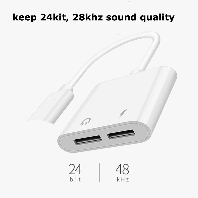 Для iphone 8 7 Plus 2 в 1 двухъядерный процессор Aux адаптер Белый сплиттер кабель для iphone X XS Max XR зарядка+ аудио поддержка Mic вызов