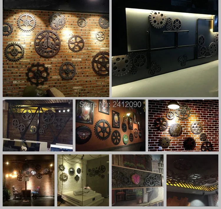 Винтажное золотое зубчатое колесо имитация металла деревянная шестерня бар кафе