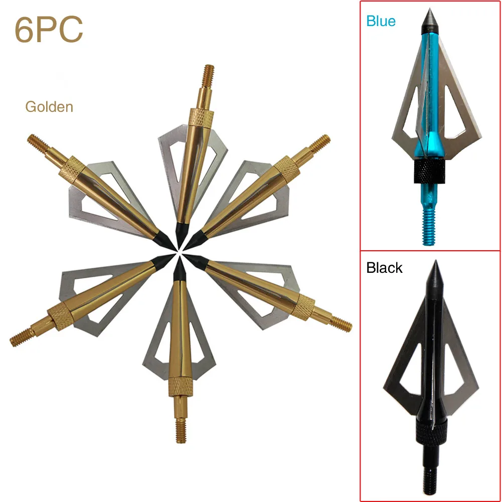 

2018 New 6pcs/lot Hunting Shooting Arrowhead 100 Grain 3 blade Archery Broadheads Arrow head Crossbow Recurve Bow Compound Bow