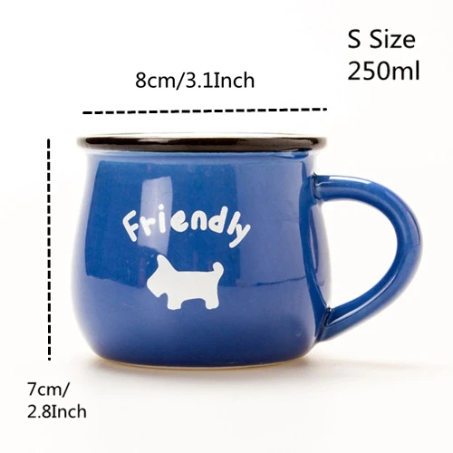 Deep Blue Mug VILEAD 250 мл керамическая кофейная кружка семи цветов с ложкой, креативная чашка для молока, чашки для завтрака, бутылка для воды для студентов, подарок для детей - Цвет: Deep Blue Mug