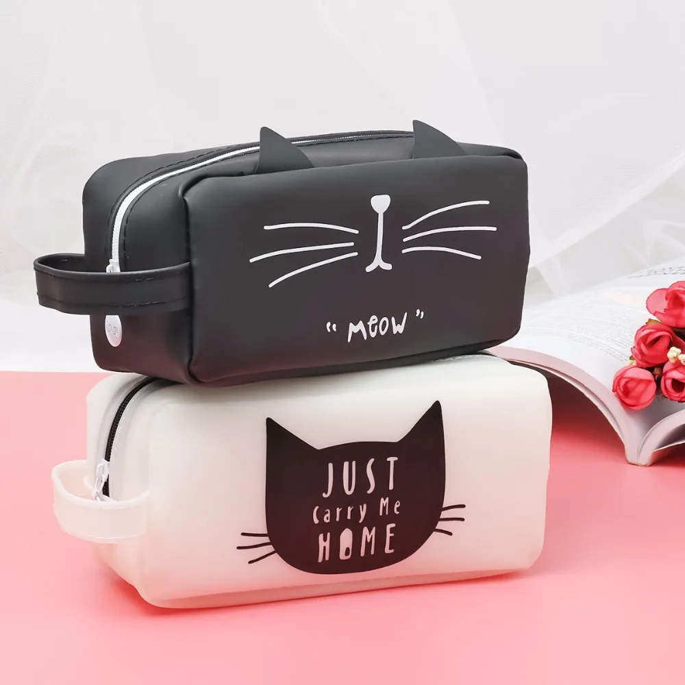 Чехол для карандаша Kawaii Cat школьные принадлежности из силикагеля канцелярские Bts