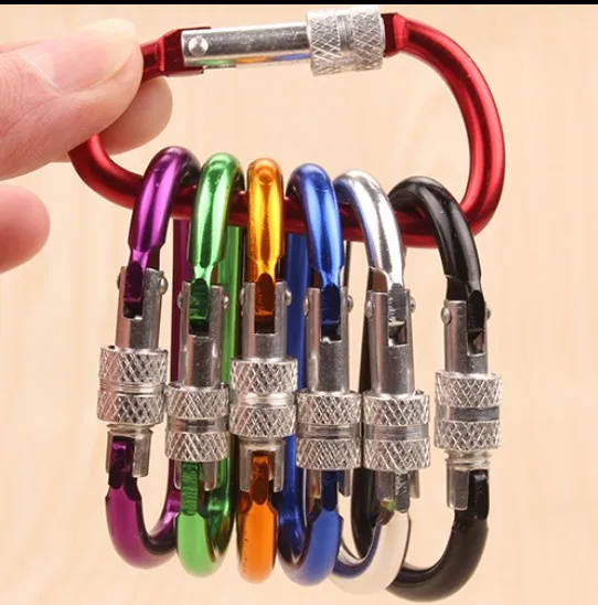 5Pcs 6# D Aluminum Carabiner Snap Clip Hook With Lock Hanger Keychain Bike Bottle Hiking Camping Carrying Locking Holder | Обустройство