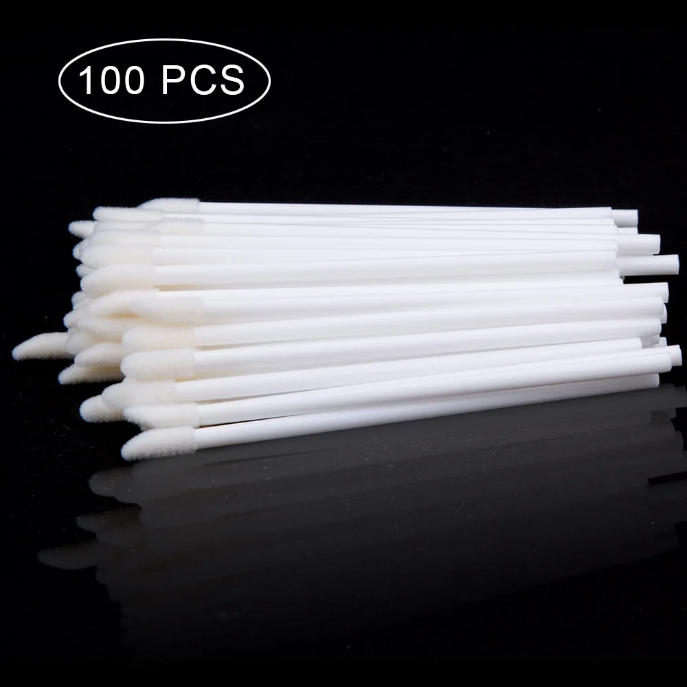 100pcs white 50/100 шт одноразовая кисть для губ Женская Очищающая губная помада ресницы аксессуары для бровей палочка-аппликатор для блеска инструмент для макияжа - Цвет: 100pcs white