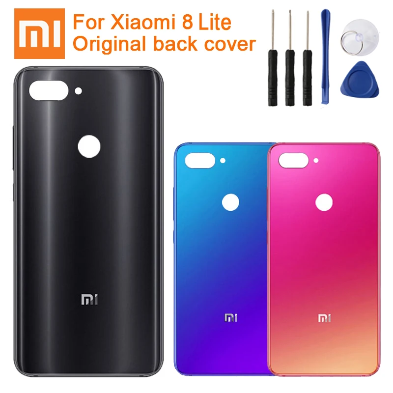 XIAOMI Original Glass Battery Rear Case For Xiaomi 8 Lite Mi8 Back Cover Phone Backshell Cases | Мобильные телефоны и