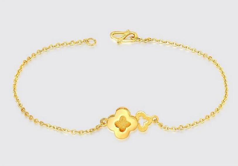 Luxury Fashion 999 24K Yellow gold O chain Flower Lady's Bracelet 2.34g | Украшения и аксессуары
