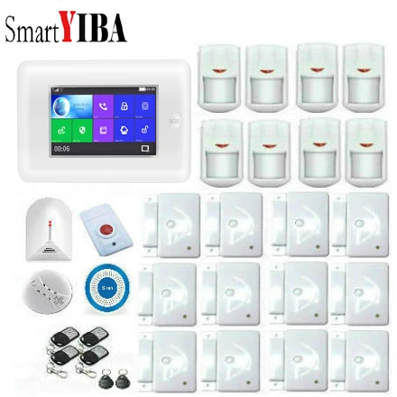 YB10639 SmartYIBA полный сенсорный экран 4,3 дюймов Wifi GSM беспроводная домашняя охранная сигнализация видео IP камера совместима с Alexa - Цвет: YB10639