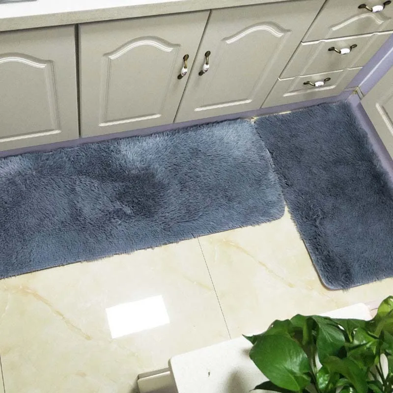 2 шт./компл. лохматый Противоскользящий моющийся современный кухонный коврик для