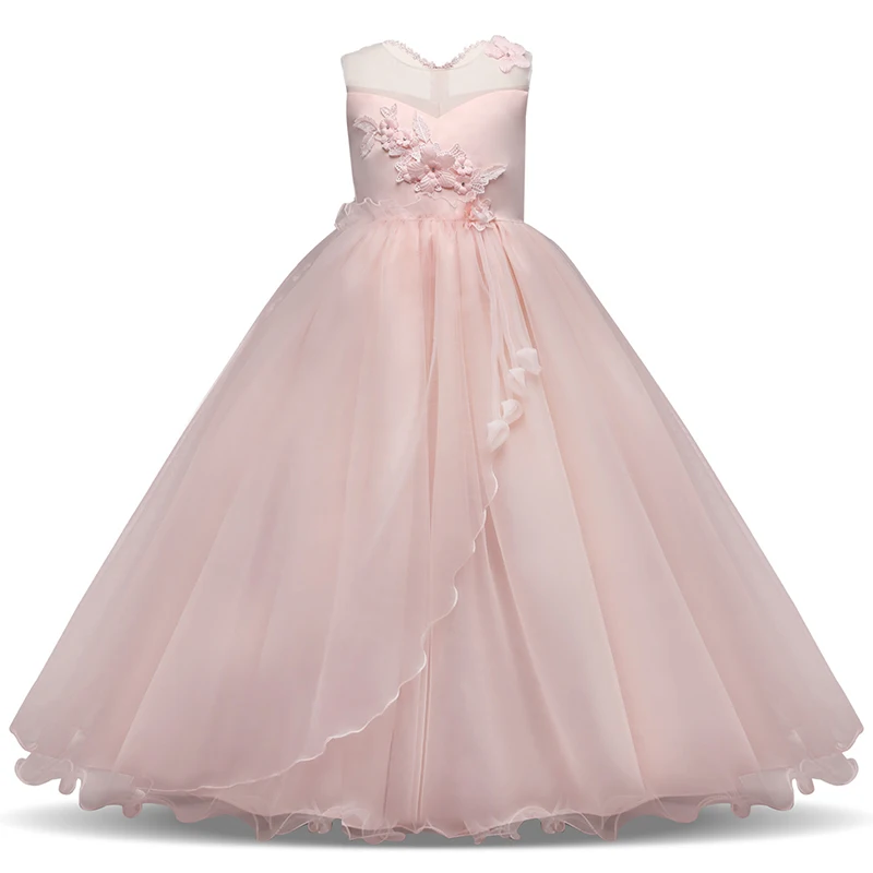 Свадебное платье с цветочным узором для девочек элегантное детское праздничное