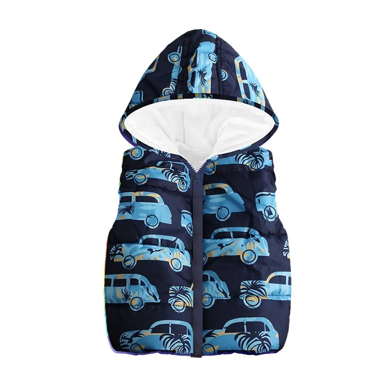 Безрукавка с капюшоном для мальчиков и девочек полосатая теплая безрукавка