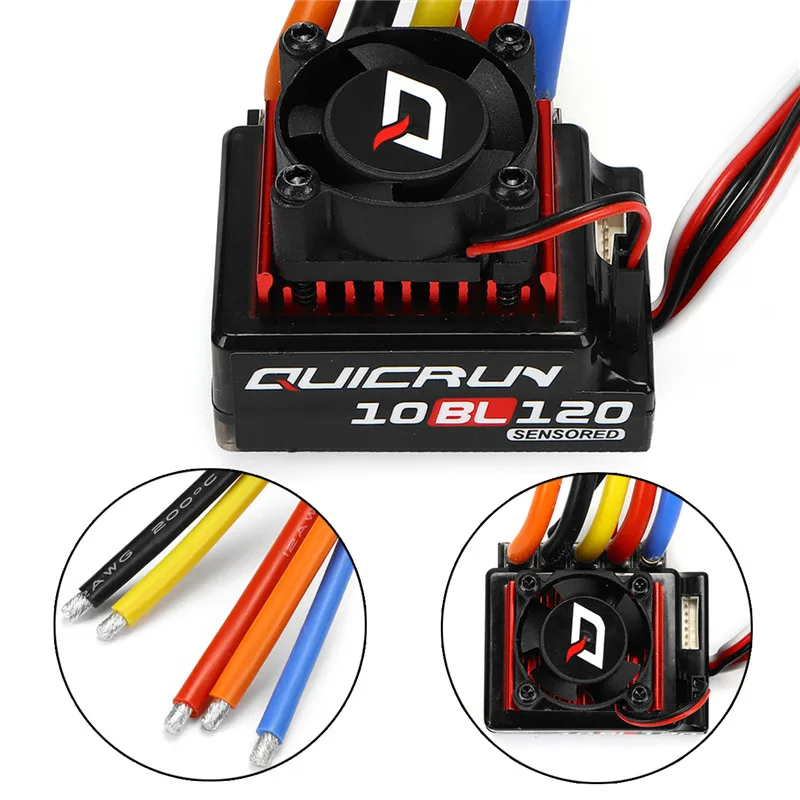 Радиоуправляемые автомобили Hobbywing QuicRun 120A ESC Бесщеточный 1/10 с датчиком поворота