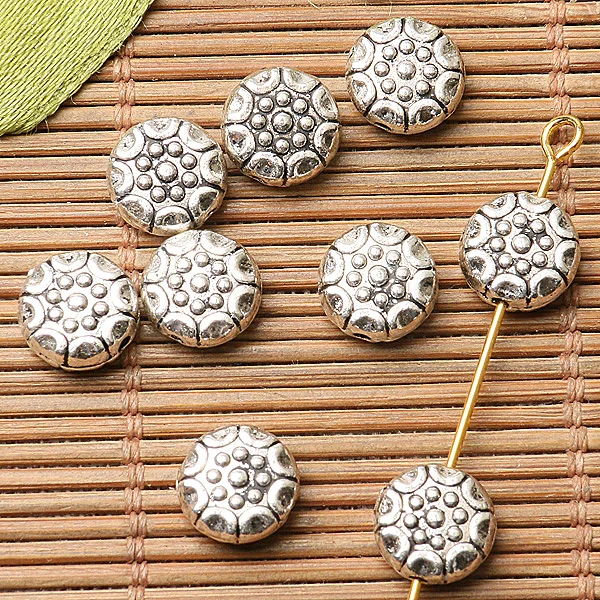 

30pcs dark silver color 2sided round shaped flower design spacer bead EF2688
