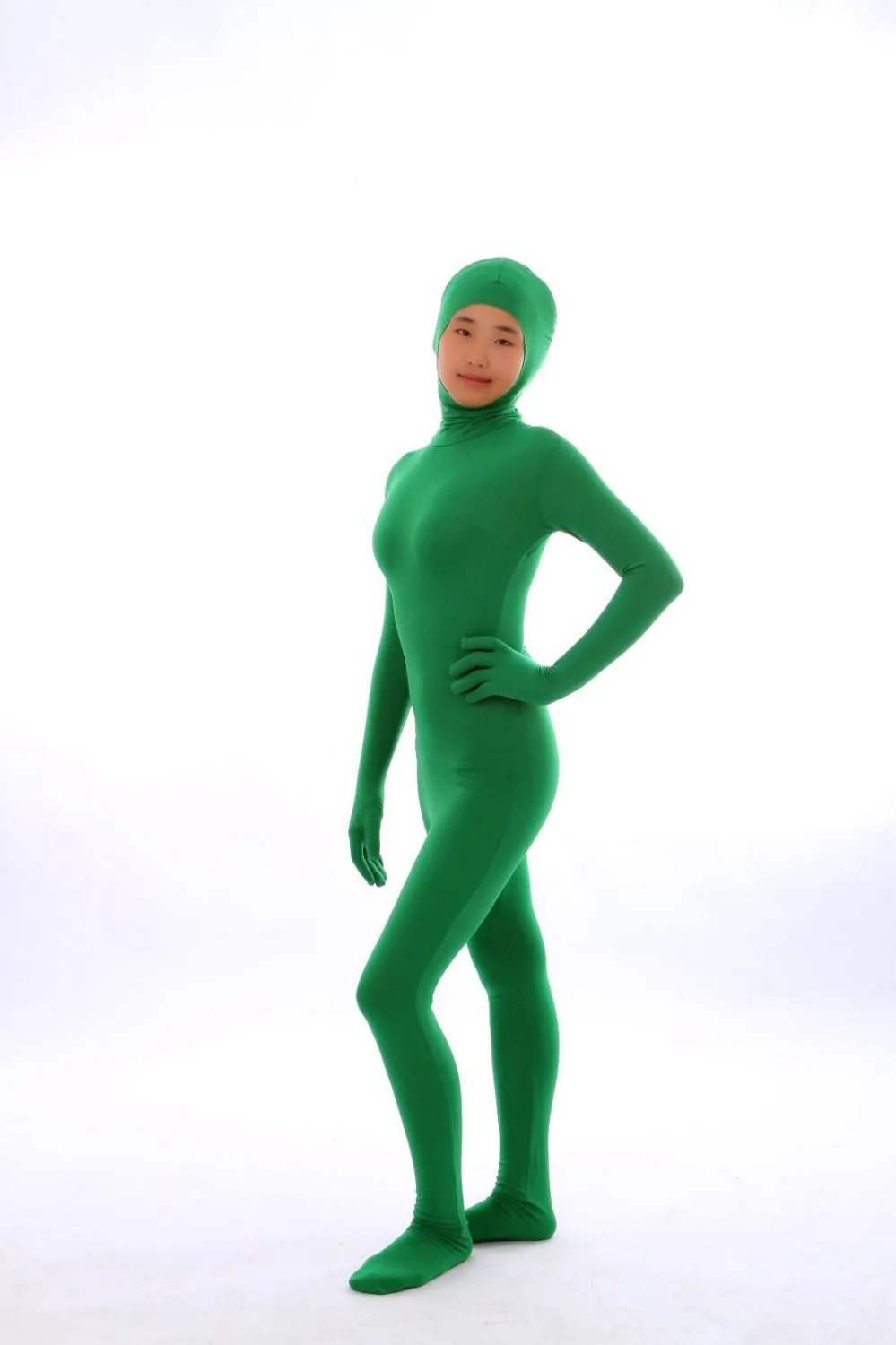 Темно зеленое открытое лицо безликое голая унисекс спандекс яркая 2 я кожа зентай
