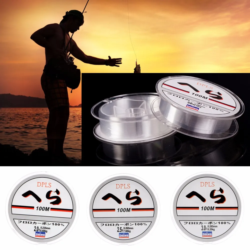 Супер сильная 100 м нейлоновая прозрачная или фторуглеродная рыболовная леска