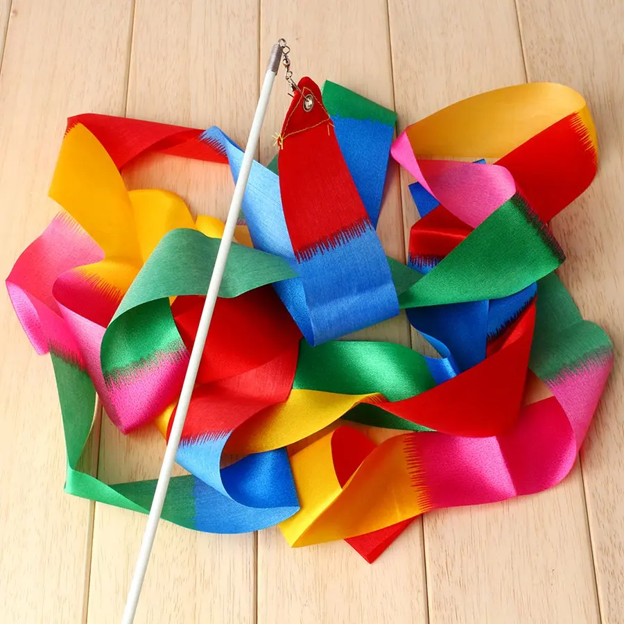 4M Colorful Gym Ribbons Dance Ribbon Rhythmic Art Gymnastic Ballet Streamer Twirling Rod Stick | Спорт и развлечения