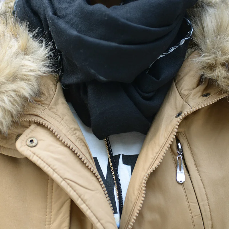 Новинка 2018 зимняя куртка зеленое Хлопковое платье с меховым воротником длинное