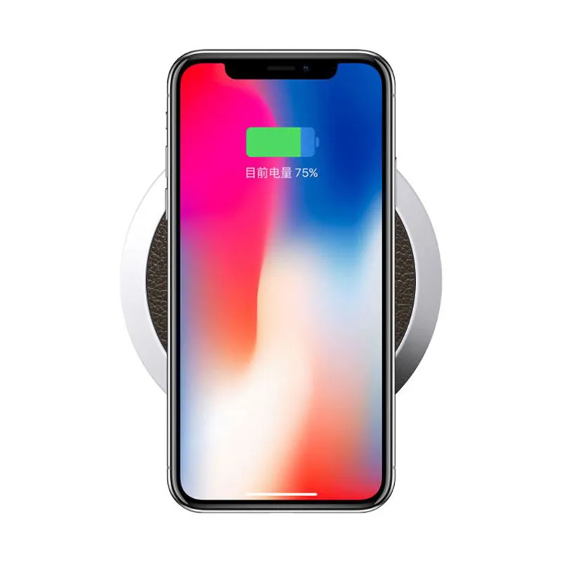 

Kafan Leather Wireless Charger For iPhone X 8 8 Plus USB Qi Wireless Charger For Samsung Galaxy S8 S9 Fast Wireless Charging Pad