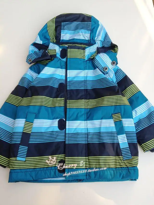 children/kids/toddler/baby boys jacket baby blue striped windproof/waterproof w cotton lining |