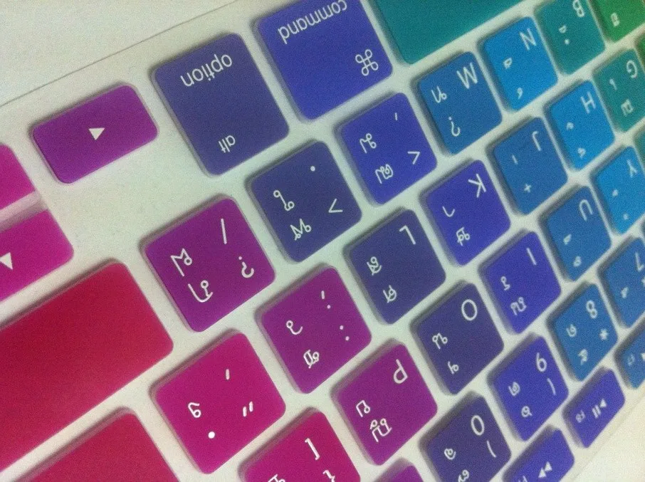 10х чехол для тайской клавиатуры с сиамскими радужными шрифтами силиконовый MacBook