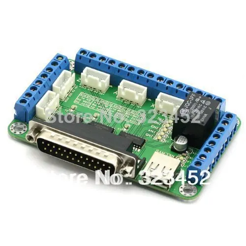 

Free shipping! CNC 5 Axis mach3 Stepper Motor Controller board Breakout Board + one USB Cable + one DB25 Cable