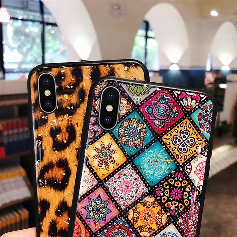 Блестящие экзотические телефонные чехлы из золотой фольги для iPhone 7 plus 6 6S 8 Plus