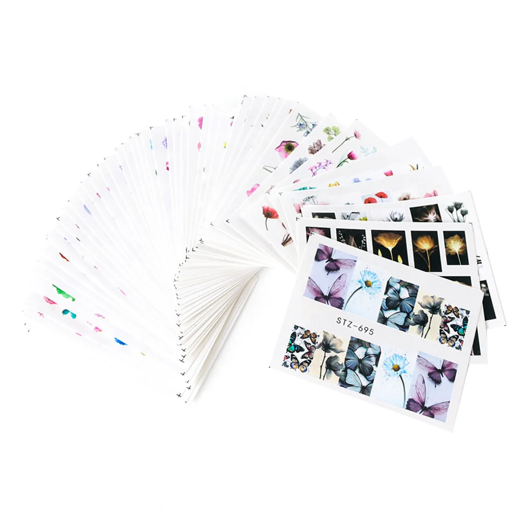 Элегантная Цветочная печать наклейка для ногтей 3D самостоятельного маникюра