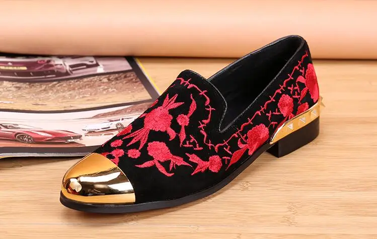 Мужские классические туфли ручной работы золотистые лоферы на плоской подошве с