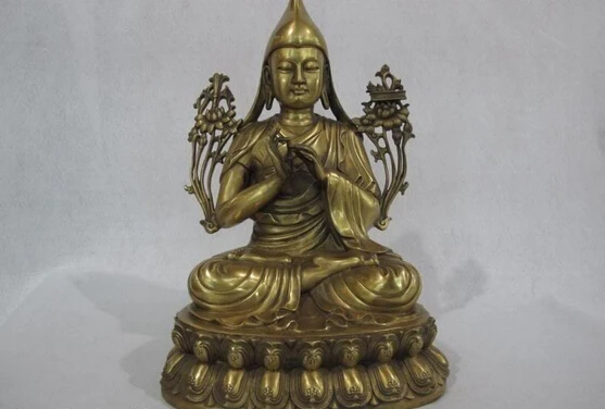 

song voge gem S0385 12 Chinese Tibet Buddhism Temple Pure Brass Copper Lama Tsongkhapa Buddha Statue