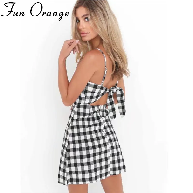 Женское пляжное платье с открытой спиной Fun Orange повседневное облегающее белое