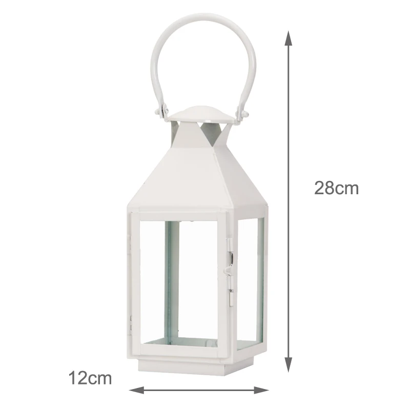 White S 12x12x28cm Подсвечник Европейский Стиль Железный стеклянный подсвечник Фонарь марокканский стиль фонарь в форме свечи стекло черный/белый/бронзовый цвет - Цвет: White S 12x12x28cm
